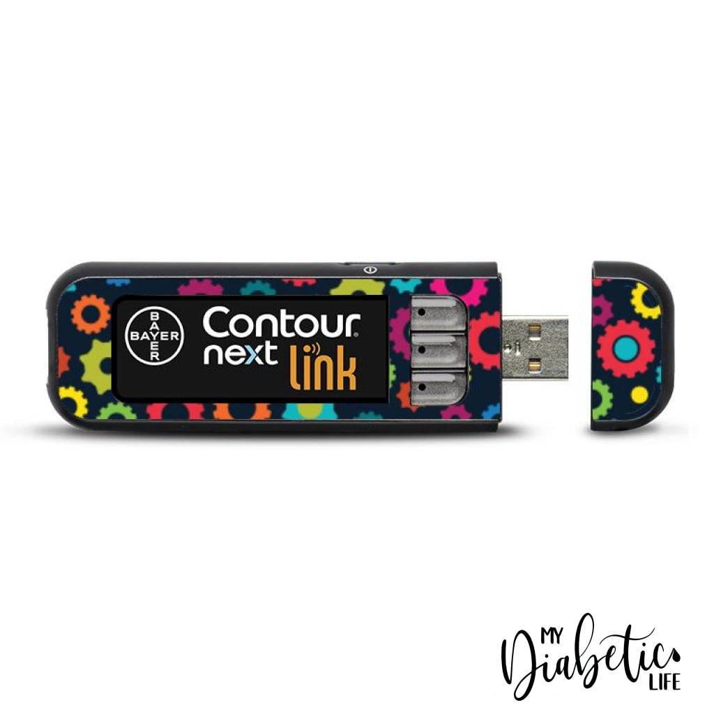 Robot Gears - Contour Next Link USB Peel, skin and Decal, Glucose meter sticker - MyDiabeticLife