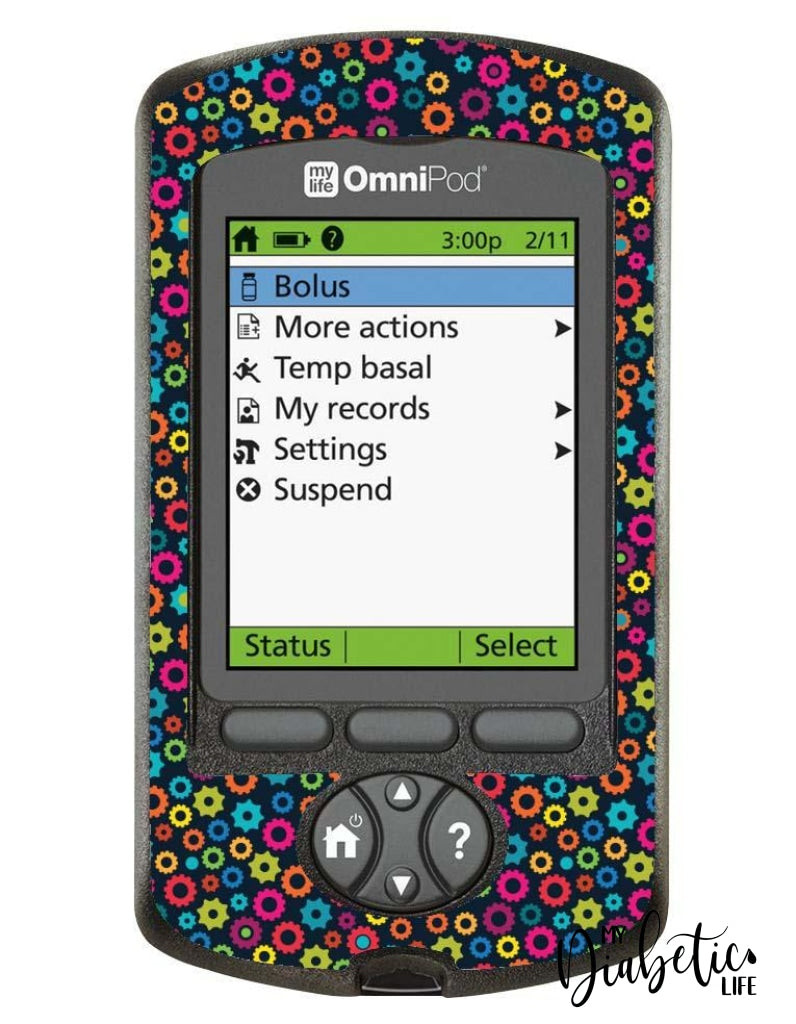 Robot Gears - Omnipod Pdm Skin And Decal Glucose Meter Sticker