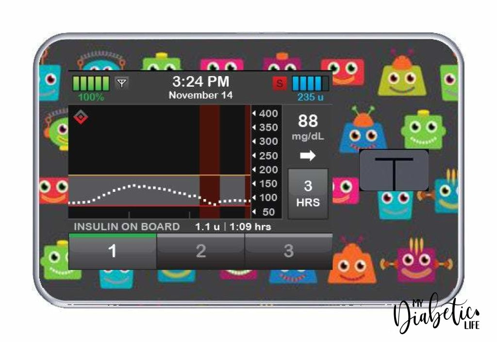 Robot heads - Tandem Tslim x2 Pump Peel, skin and Decal, insulin pump sticker - MyDiabeticLife