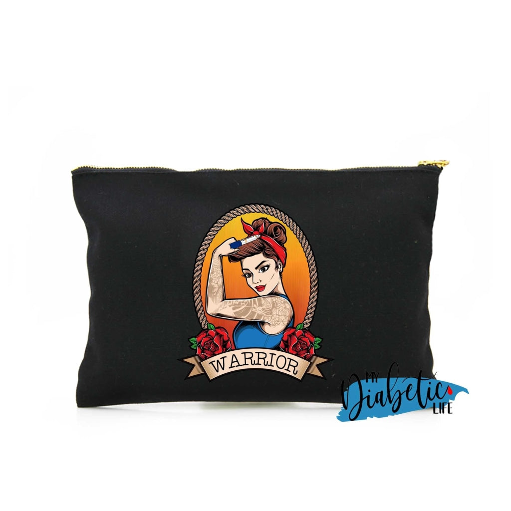 Rosies The Riveter - Warrior Diabetes Carry Bag Diabetic Accessories Storage For Medication Black /