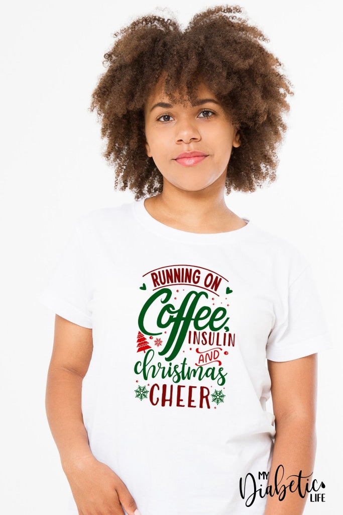Running On Coffee Insulin & Christmas Cheer - Basic T-Shirt Unisex Graphic Diabetes Tee Shirts