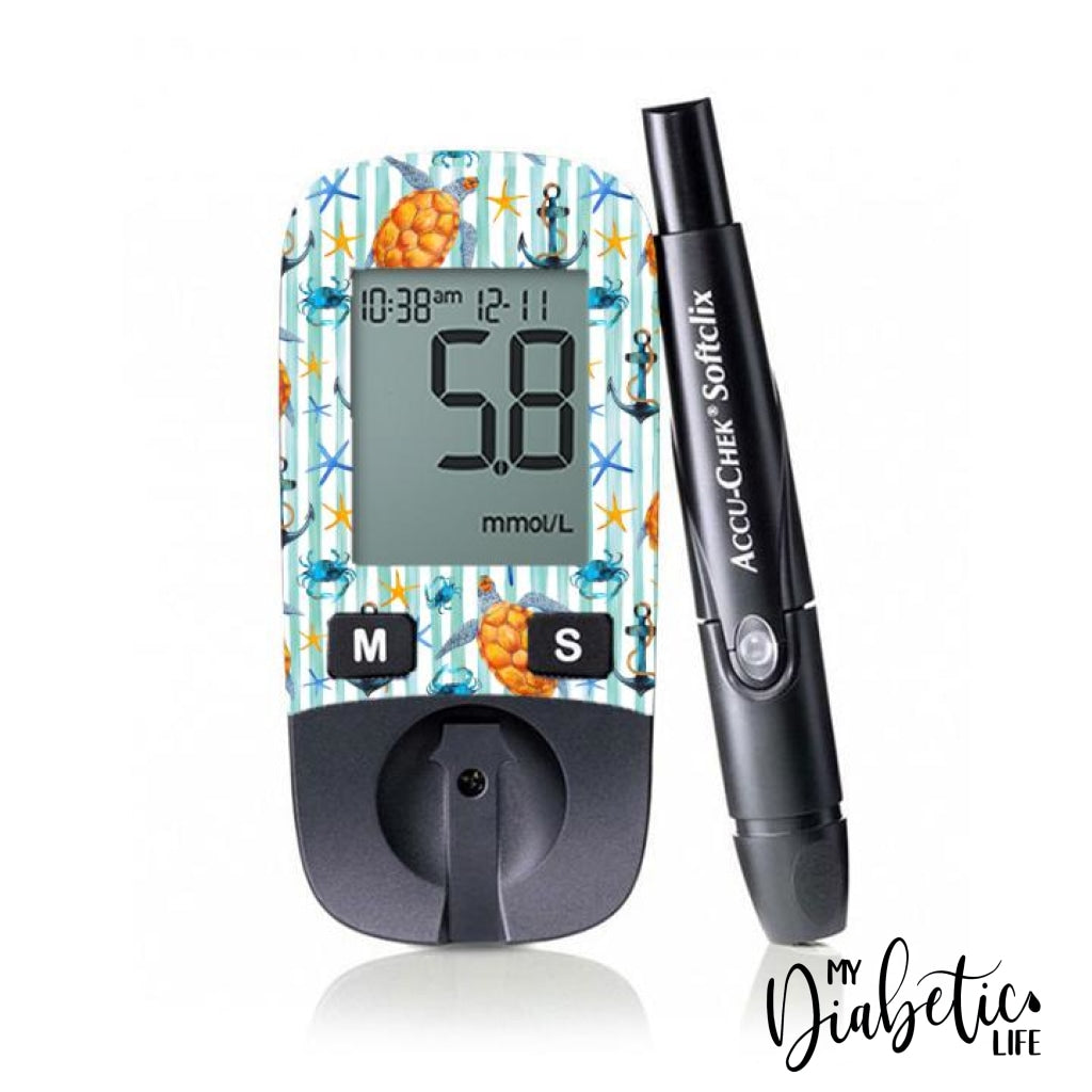 Sea Life - Accu-chek Active Peel, skin and Decal, glucose meter sticker - MyDiabeticLife