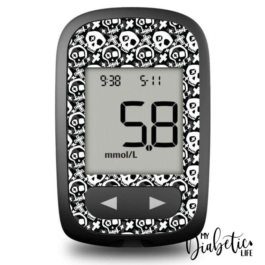 Skull N Cross Bones - Accu-Chek Guide Me Peel Skin And Decal Glucose Meter Sticker