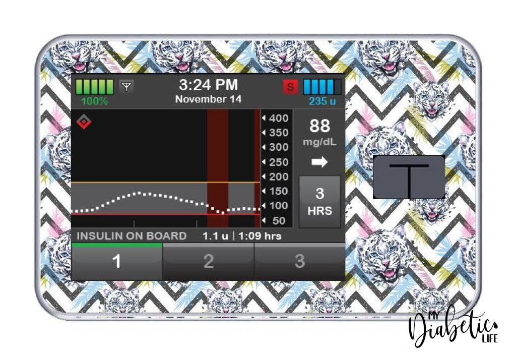 Snow Leopard - Tandem Tslim X2 Pump Peel Skin And Decal Insulin Pump Sticker T:slim