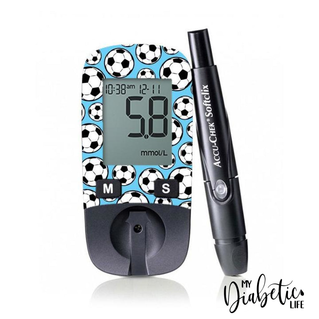 Soccer Mad - Accu-chek Active Peel, skin and Decal, glucose meter sticker - MyDiabeticLife