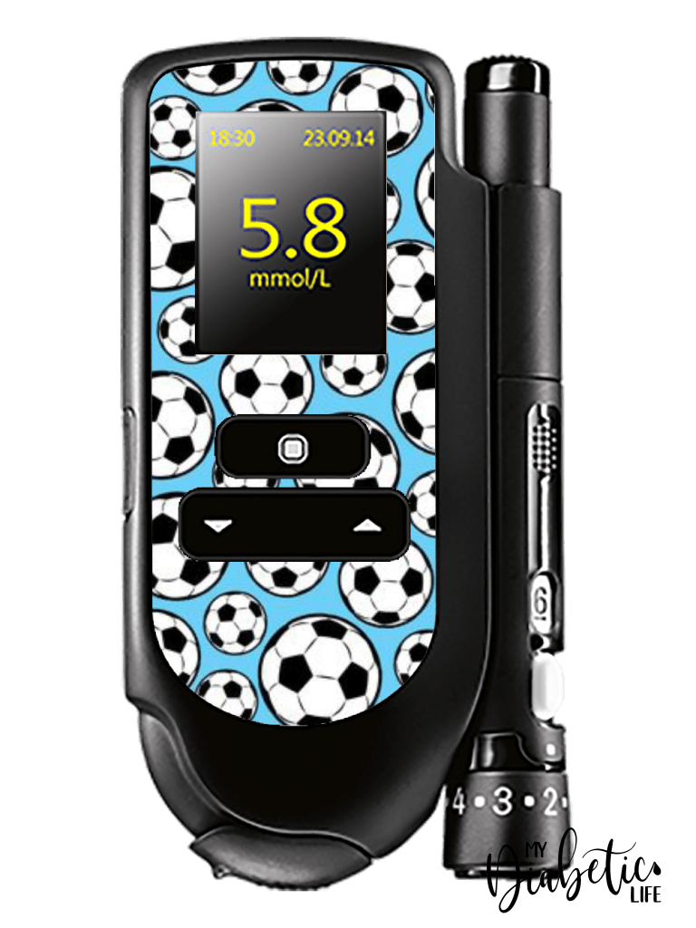 Soccer Mad - Accu-chek Mobile Peel, skin and Decal, glucose meter sticker - MyDiabeticLife
