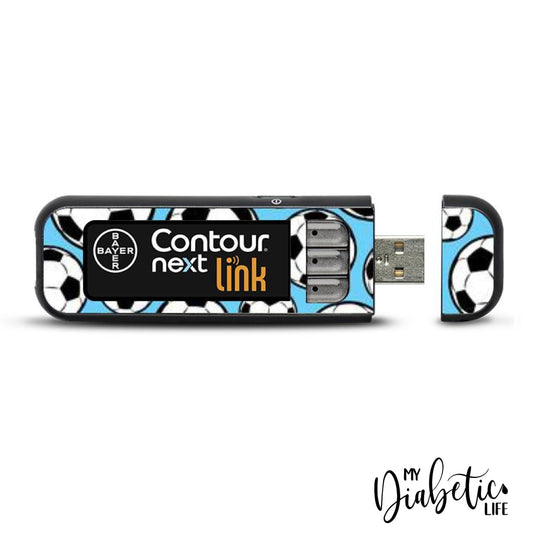 Soccer Mad  - Contour Next Link USB Peel, skin and Decal, Glucose meter sticker - MyDiabeticLife