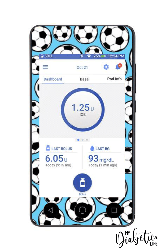 Soccer Mad - Omnipod Dash, skin and Decal, glucose meter sticker - MyDiabeticLife