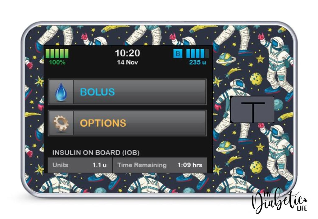 Spaceman - Tandem Tslim X2 Pump Peel Skin And Decal Insulin Pump Sticker T:slim