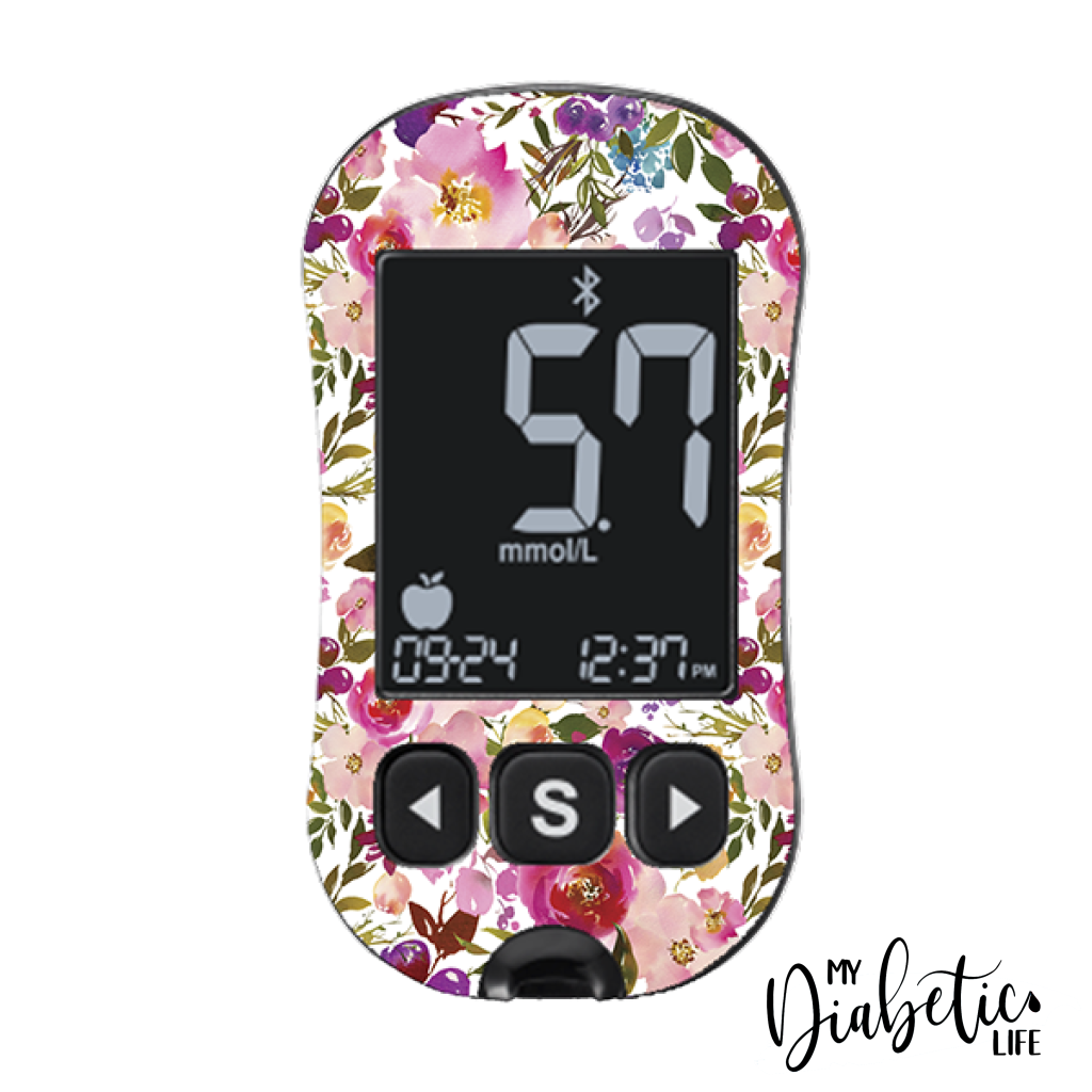 Spring Floral - CareSens Dual - Peel, skin and Decal, glucose meter sticker - MyDiabeticLife