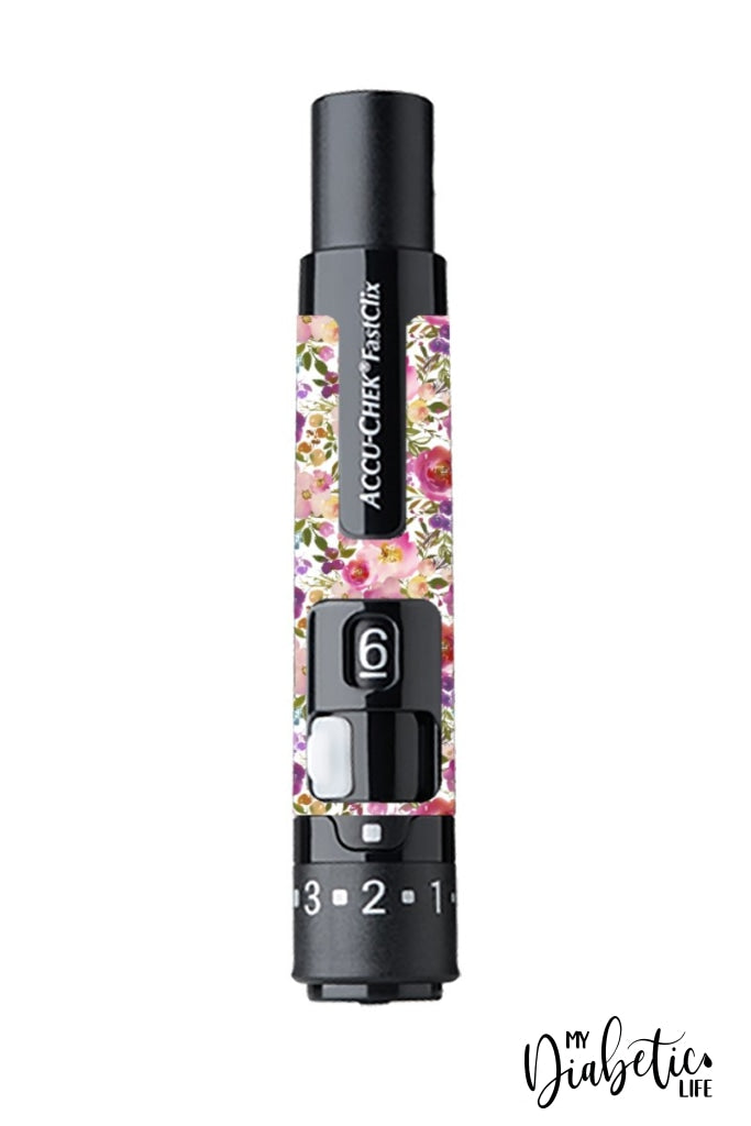 Spring Lush Floral - Accuchek Fast-Clix Lancet Device Peel Skin And Decal Sticker