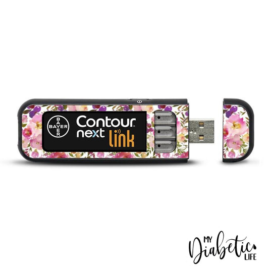 Spring Lush Floral - Contour Next Link USB Peel, skin and Decal, Glucose meter sticker - MyDiabeticLife
