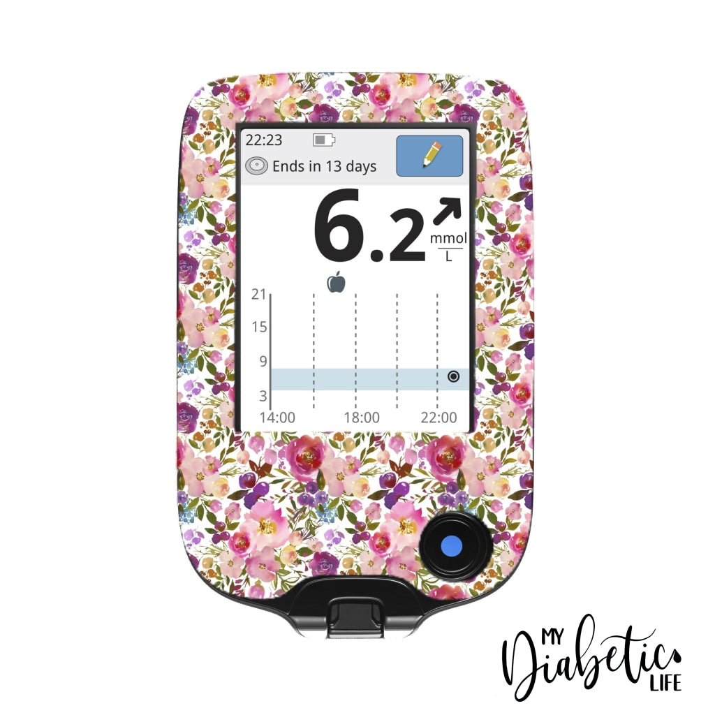 Spring Lush Floral - Freestyle Libre Peel, skin and Decal, glucose meter sticker - MyDiabeticLife