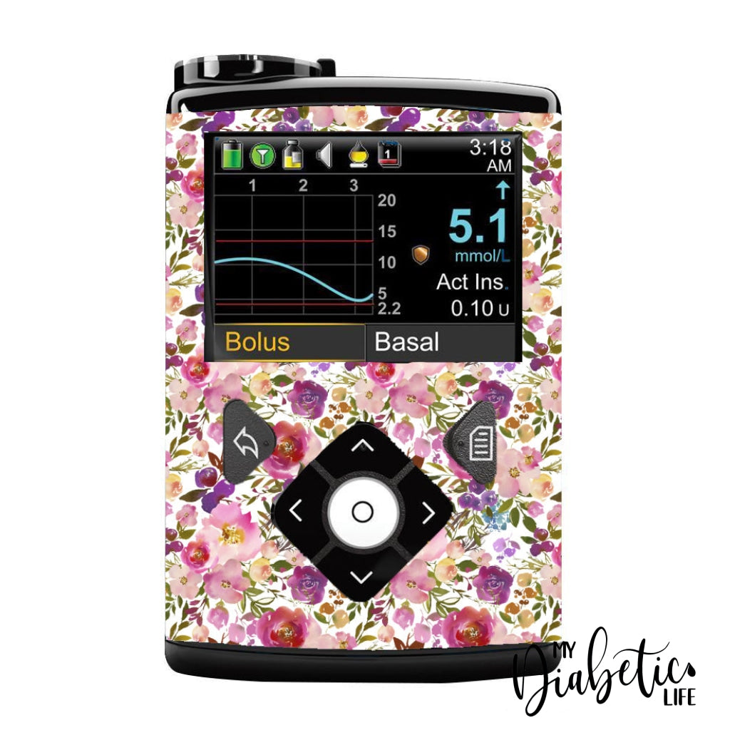 Spring Lush Floral - Medtronic Pump (630/640/670/770) Sticker Full Cover W/clip 630/640/670