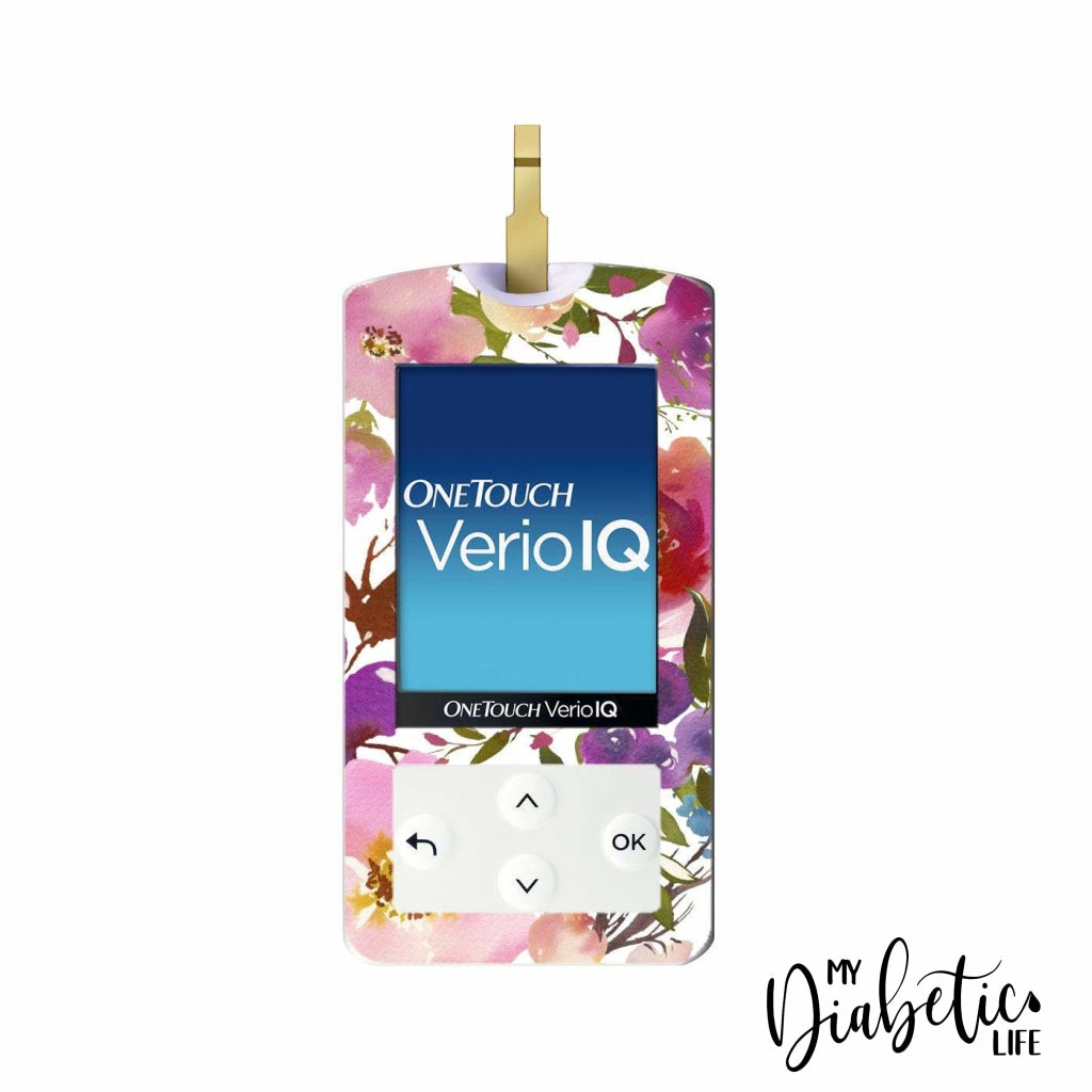 Spring Lush Floral - One Touch Verio IQ Peel, skin and Decal, glucose meter sticker - MyDiabeticLife