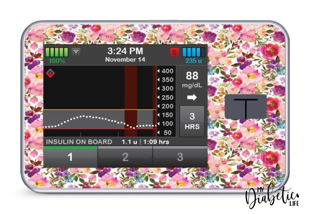 Spring Floral  - Tandem Tslim x2 Pump Peel, skin and Decal, insulin pump sticker - MyDiabeticLife