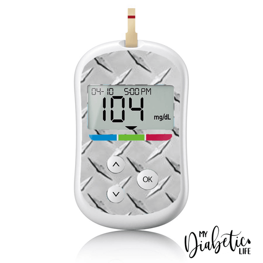 Steel Checker Plate - One Touch Verio Flex Peel, skin and Decal, glucose meter sticker - MyDiabeticLife
