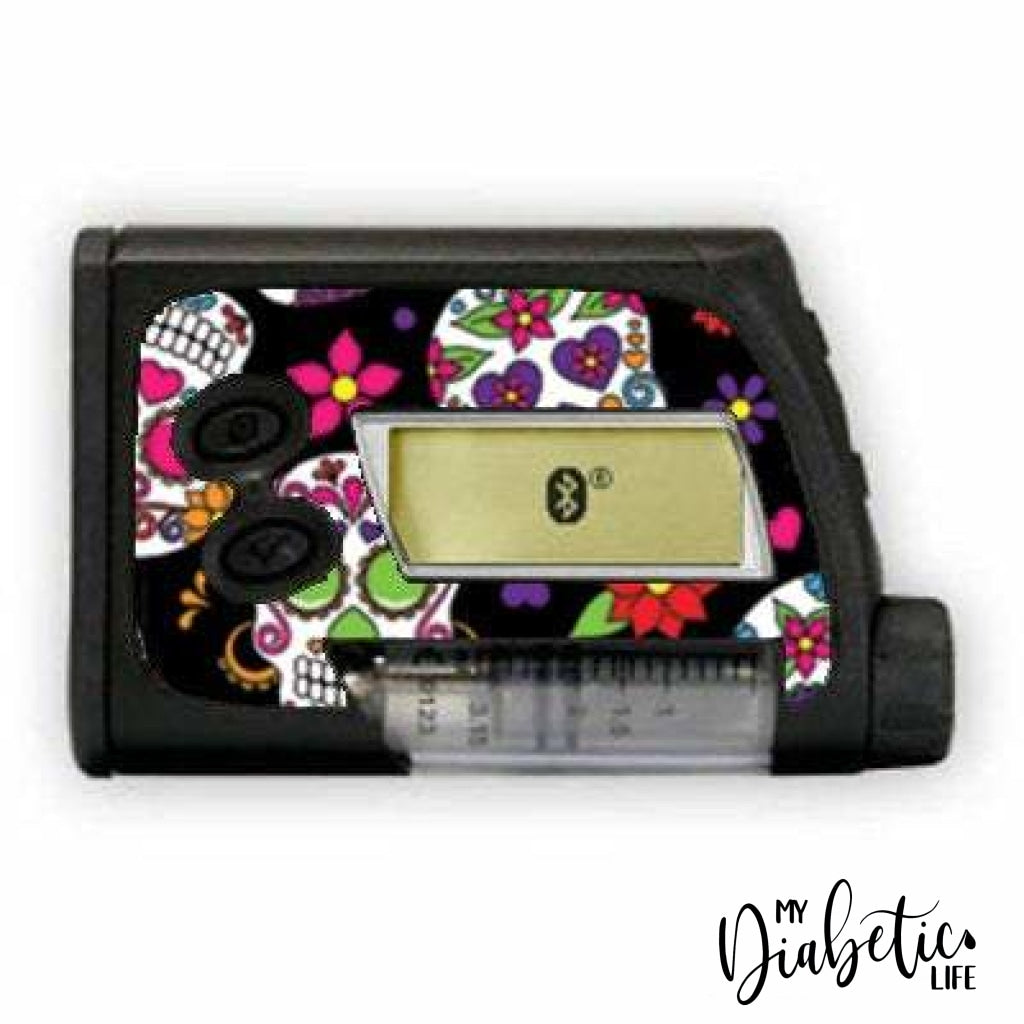 Sugar skulls Day of the Dead - Accu-Chek Spirit Combo, Peel, skin and Decal, insulin pump sticker - MyDiabeticLife