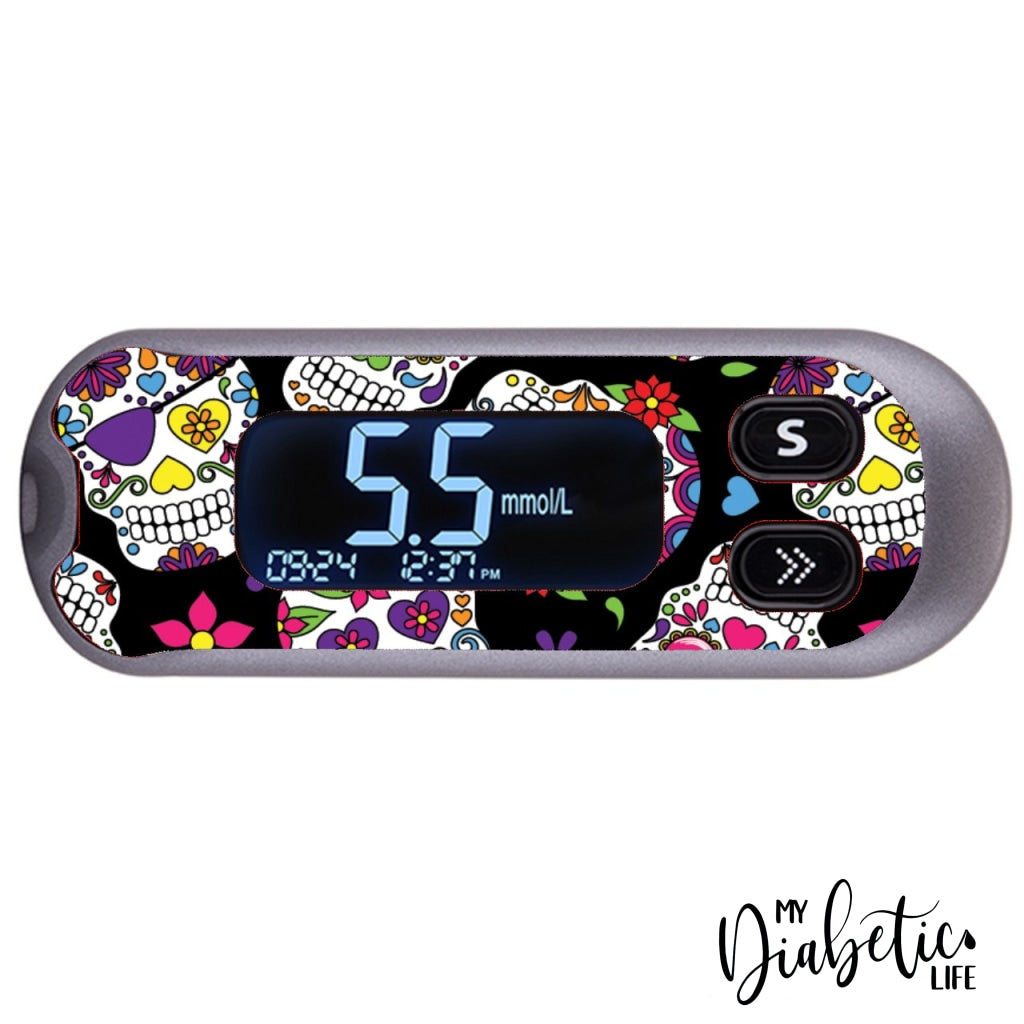 Sugar Skulls Day of the Dead - CareSens N Pop - Peel, skin and Decal, glucose meter sticker - MyDiabeticLife