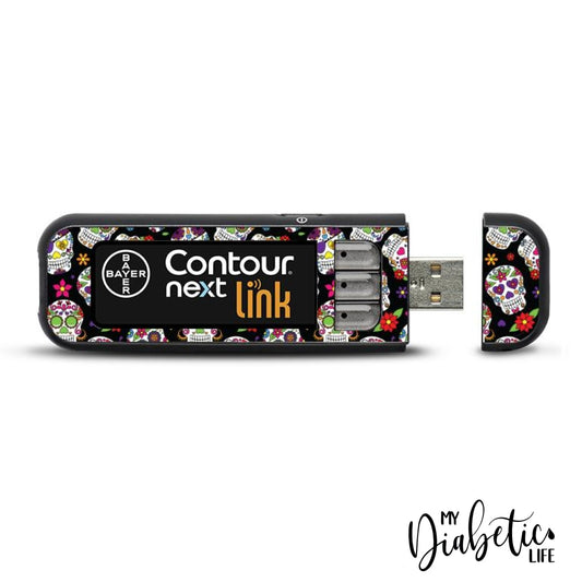 Sugar Skulls - Contour Next Link USB Peel, skin and Decal, Glucose meter sticker - MyDiabeticLife