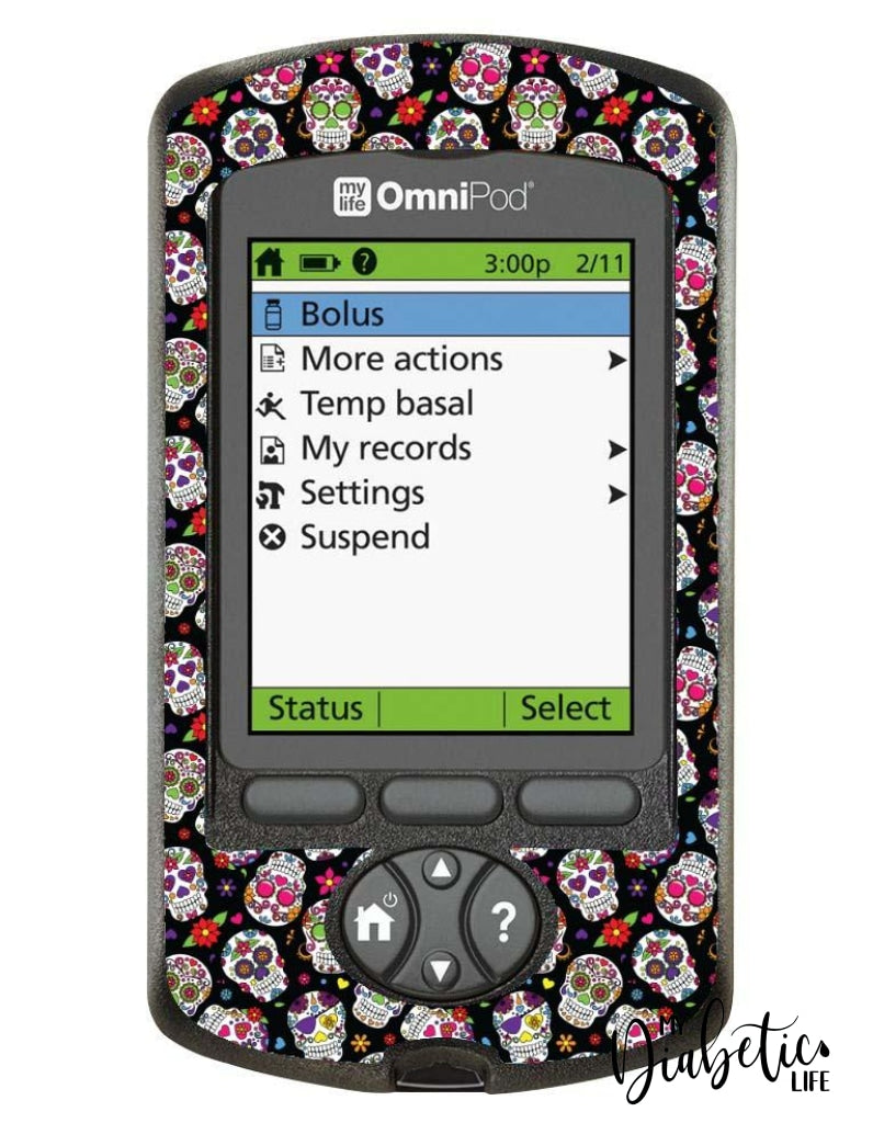 Sugar Skulls - Omnipod Pdm Skin And Decal Glucose Meter Sticker