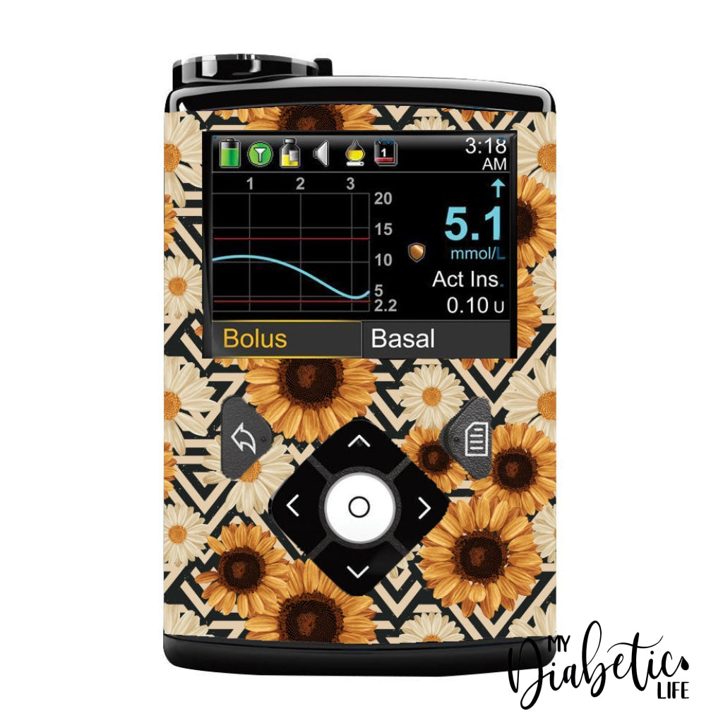 Sunflower #1 - Medtronic Pump (630/640/670/770) Sticker Full Cover W/clip 630/640/670