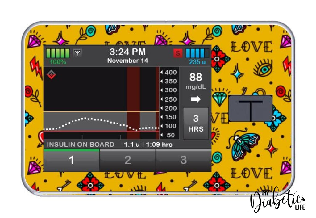 Tattoo Icons - Tandem Tslim X2 Pump Peel Skin And Decal Insulin Pump Sticker T:slim