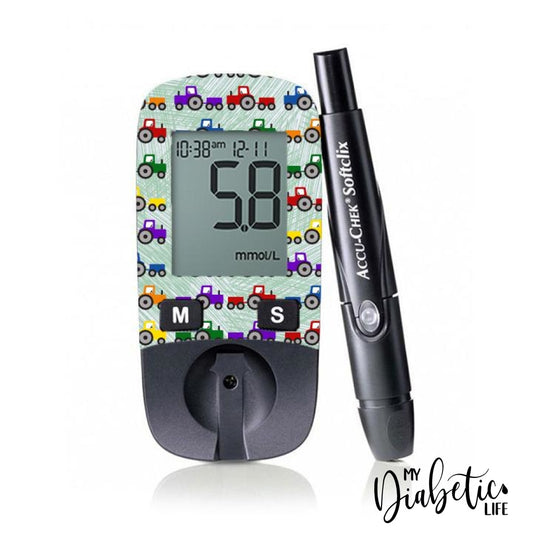 Tractors - Accu-chek Active Peel, skin and Decal, glucose meter sticker - MyDiabeticLife