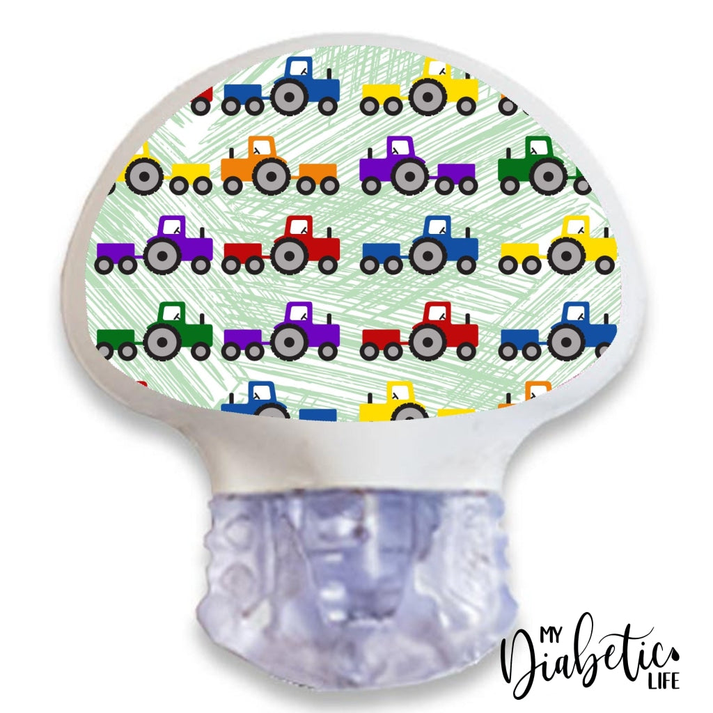 Multicoloured Tractors - Medtronic Enlite Peel, skin and Decal, cgm sticker - MyDiabeticLife