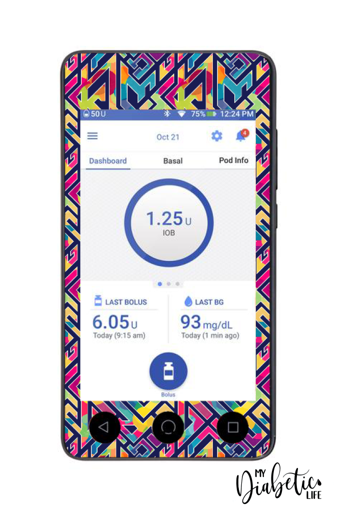 Tribal Three - Omnipod Dash, skin and Decal, glucose meter sticker - MyDiabeticLife