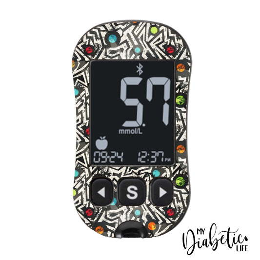 Tribal Two - Caresens Dual Peel Skin And Decal Glucose Meter Sticker