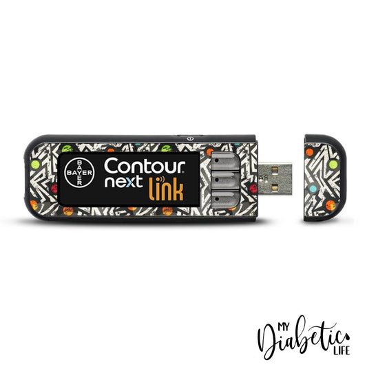 Tribal Two - Contour Next USB Peel, skin and Decal, Glucose meter sticker - MyDiabeticLife