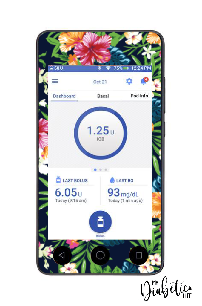 Tropical Punch - Omnipod Dash, skin and Decal, glucose meter sticker - MyDiabeticLife