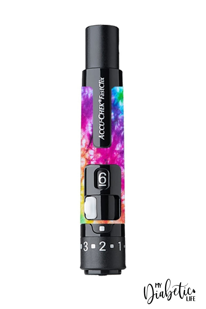 Tye Die Rainbow - Accuchek Fast-Clix Lancet Device Peel Skin And Decal Sticker