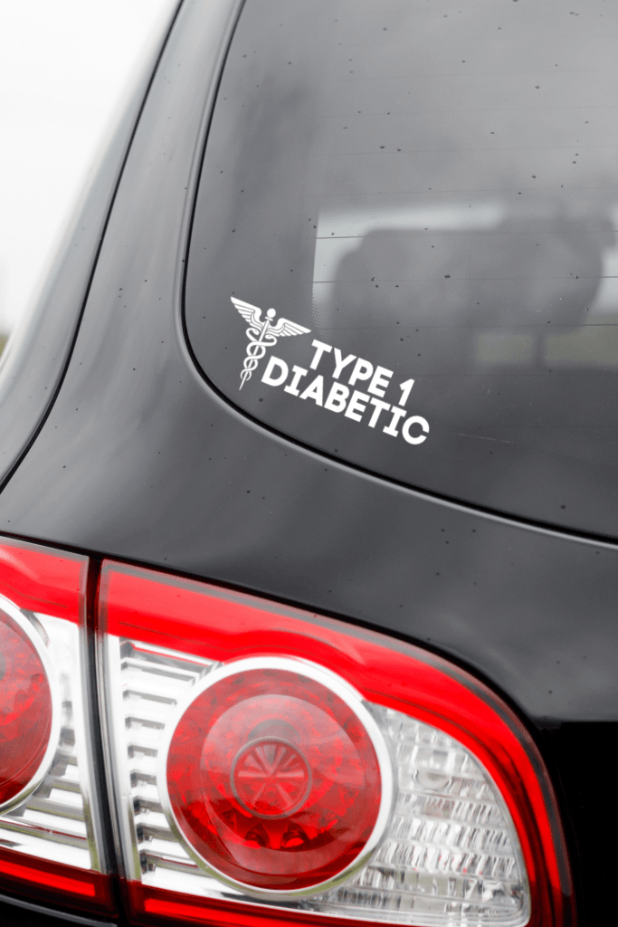 Type 1 Diabetic with Medical Symbol, medical conditions, type one diabetic, car bumper sticker - MyDiabeticLife