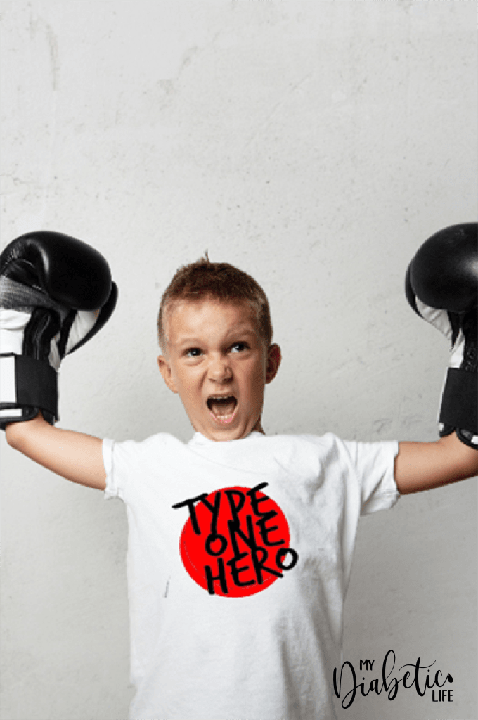 Type One Hero  - Diabetes awareness, medical conditions, type one diabetic, Basic White tshirt, Kids Graphic Diabetes Tee - MyDiabeticLife