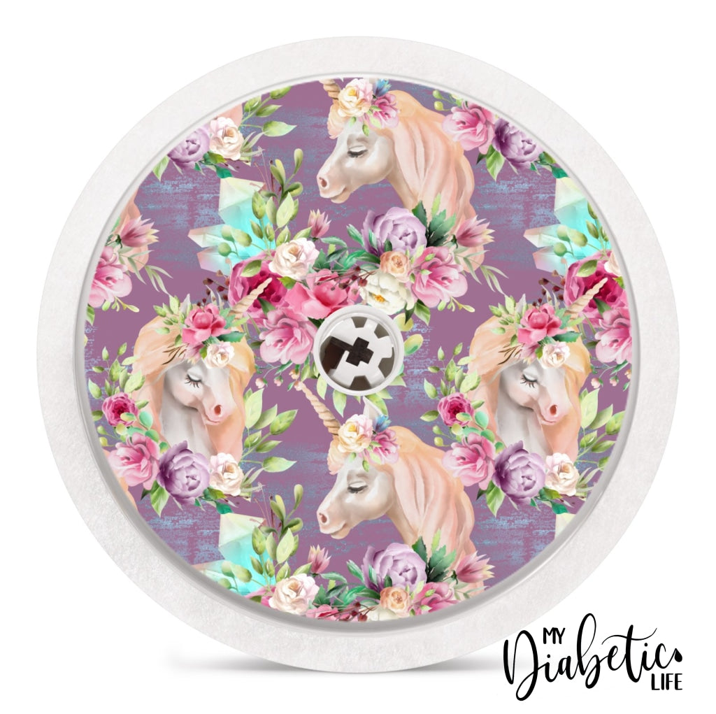 Unicorn & Florals - Freestyle Libre Sensor Peel Skin And Decal Fgm/cgm Sticker