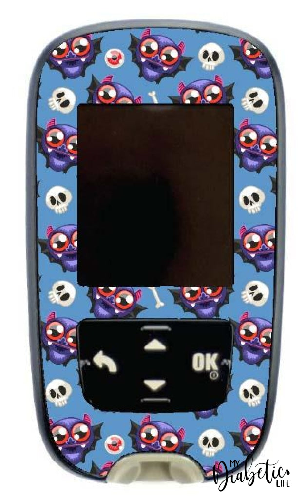 Vampire Bat - Choose Your Colour- Accu-Chek Guide Peel Skin And Decal Glucose Meter Sticker Blue