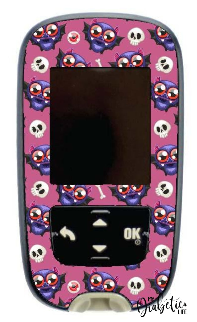 Vampire Bat - Choose Your Colour- Accu-Chek Guide Peel Skin And Decal Glucose Meter Sticker Pink