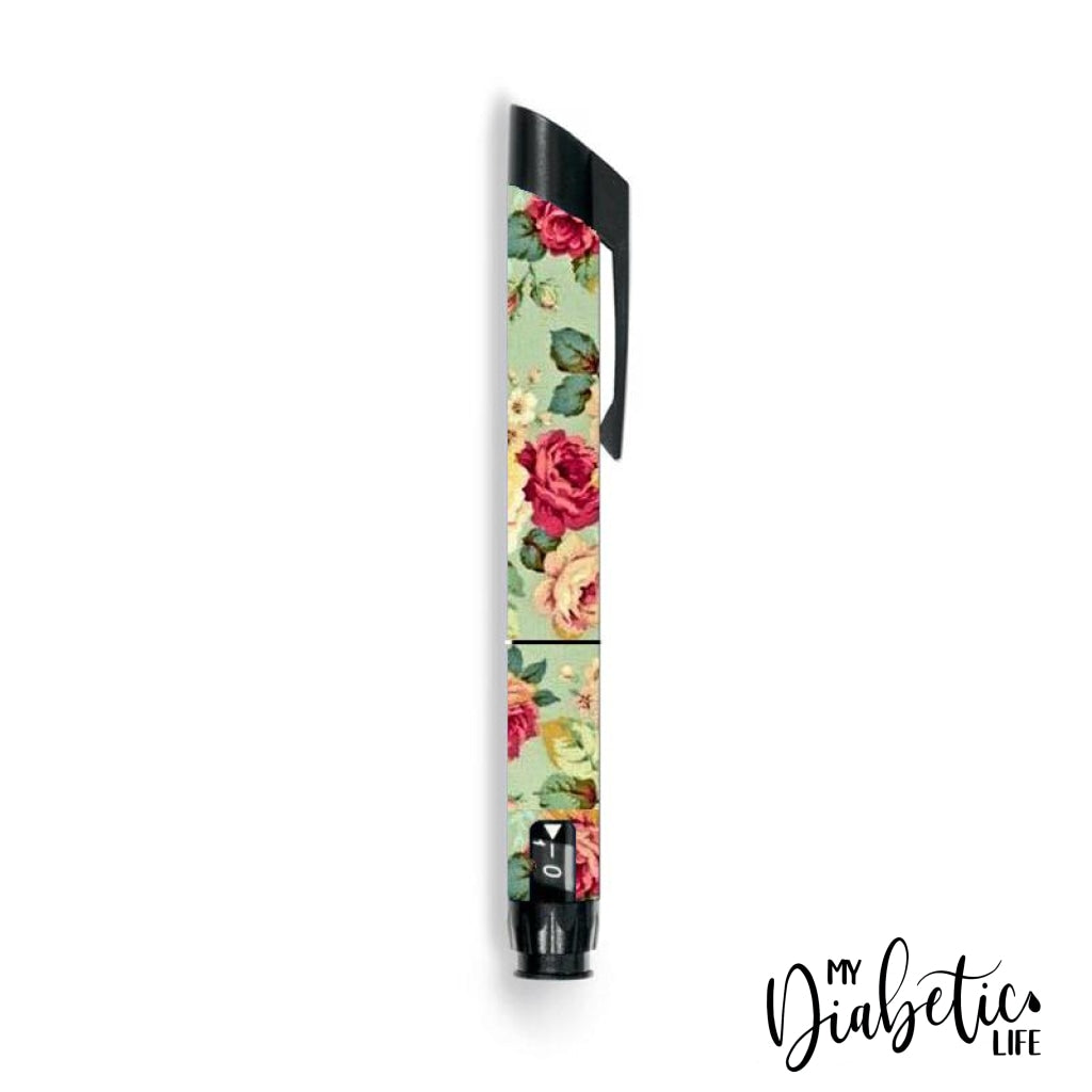 Vintage Mint Roses - Junior Star Insulin Pen Peel Skin And Decal Sticker Cover Juniorstar