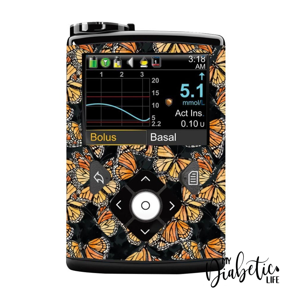 Wandering Monarch - Medtronic Pump (630/640/670/770) Sticker Full Cover W/Clip 630/640/670