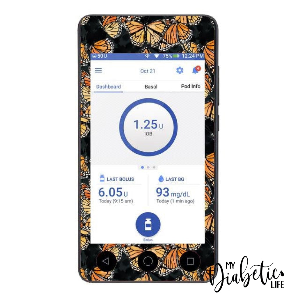 Wandering Monarch - Omnipod Dash Sticker