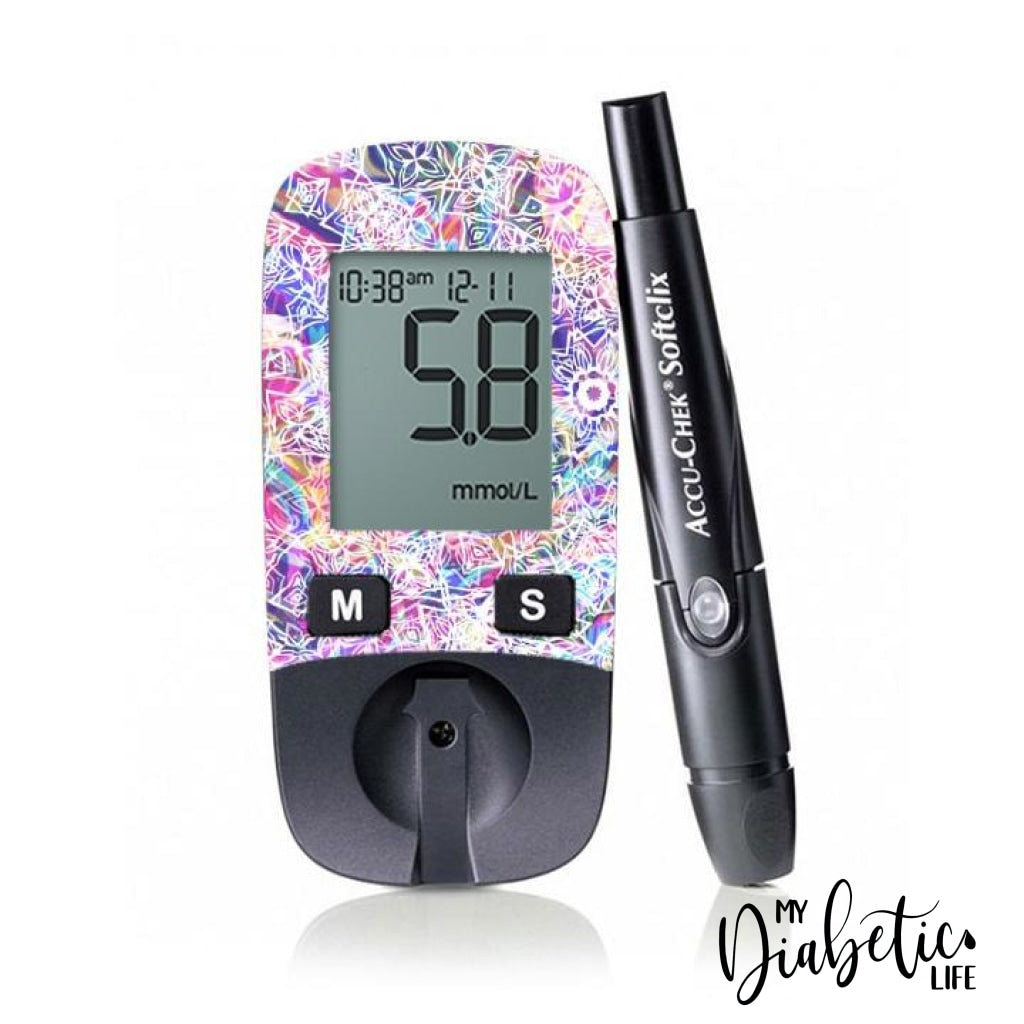 Rainbow Mandala - Accu-chek Active Peel, skin and Decal, glucose meter sticker - MyDiabeticLife