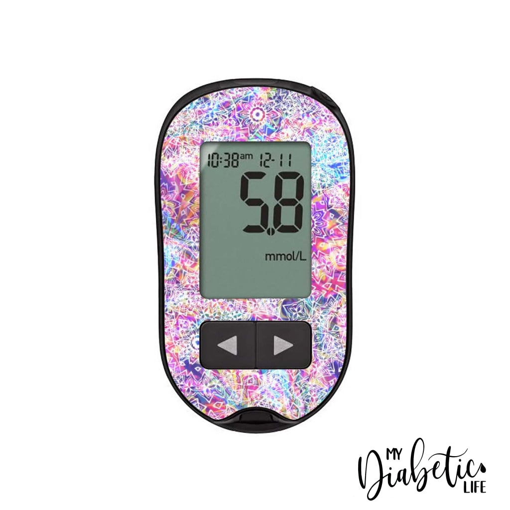 Rainbow Mandala - Accu-chek Performa Peel, skin and Decal, glucose meter sticker - MyDiabeticLife