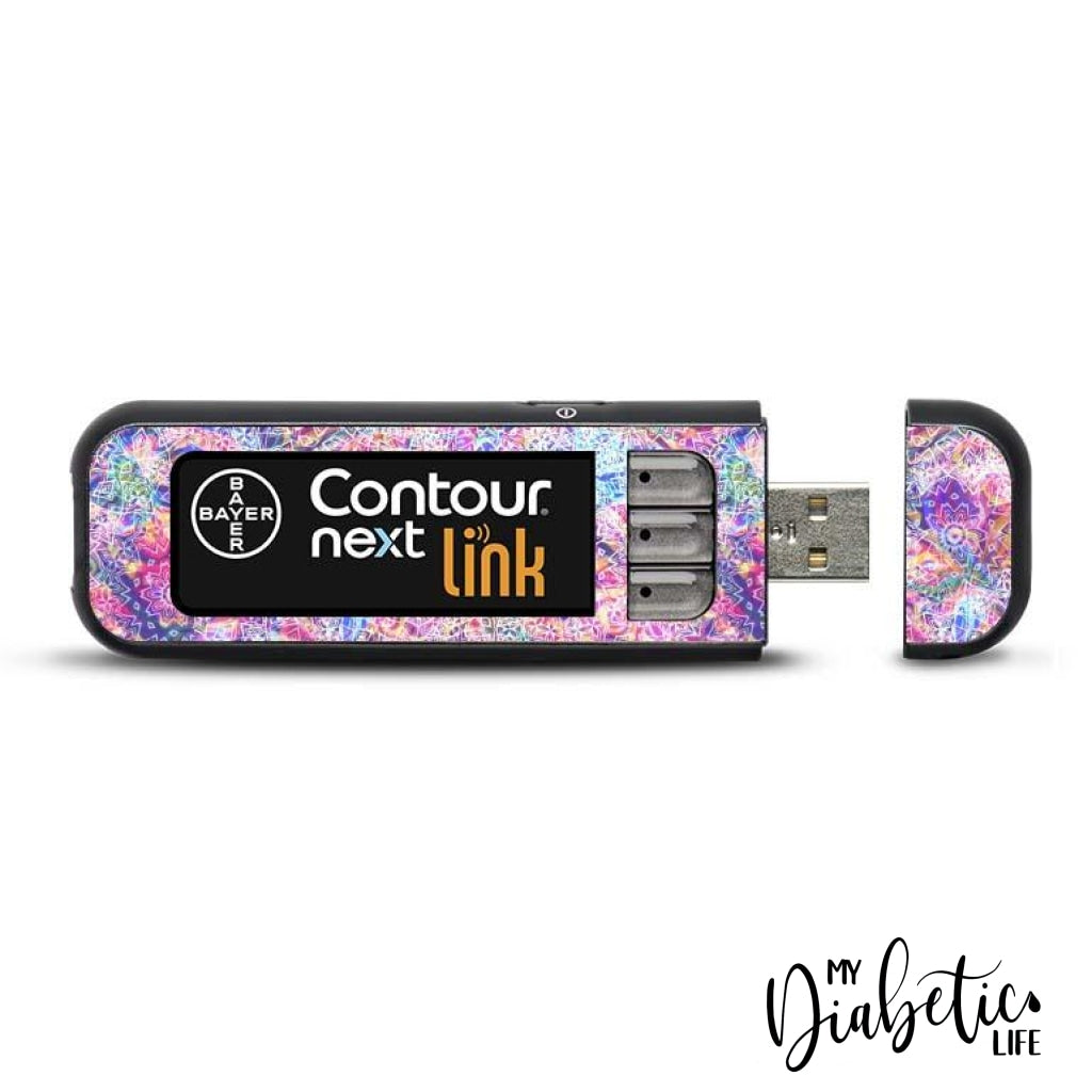 Watercolour Rainbow Manadala - Contour Next Link Usb Peel Skin And Decal Glucose Meter Sticker