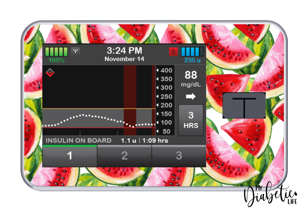 Watermelon Sugar  - Tandem Tslim x2 Pump Peel, skin and Decal, insulin pump sticker - MyDiabeticLife
