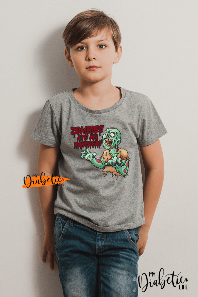 Zombies Ate My Pancreas - Kids Unisex T-Shirt 0 / Light Grey Merl Shirts