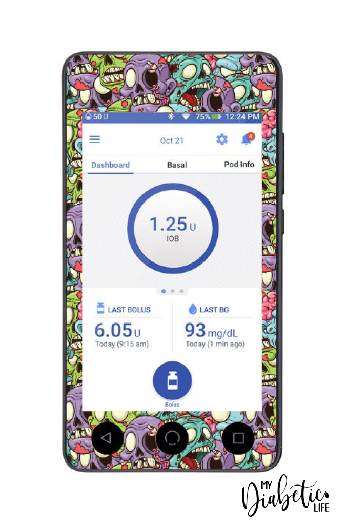 Zombies - Omnipod Dash, skin and Decal, glucose meter sticker - MyDiabeticLife